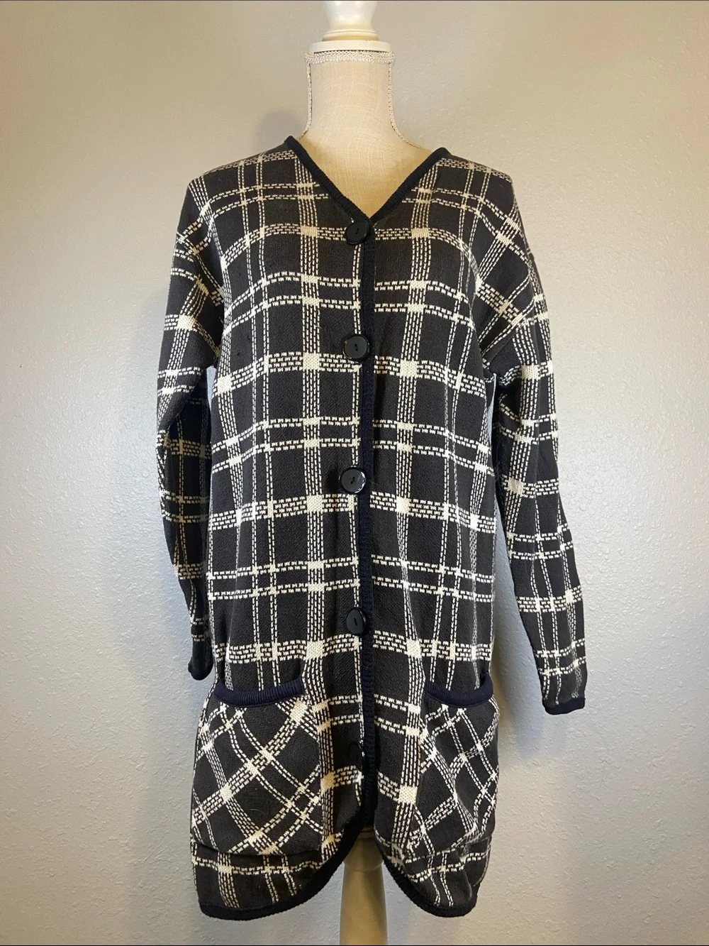 Diane von Furstenberg Dark Academia Grannycore Oversized Cardigan Sweater Size M